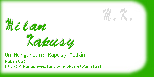 milan kapusy business card