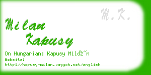 milan kapusy business card